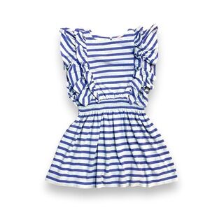 🆕 Crewcuts Blue Stripe Double Ruffle Sleeve Dress